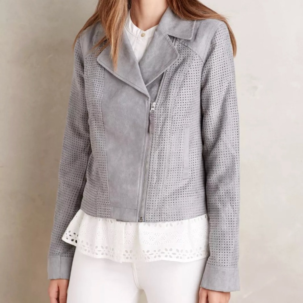 Anthropologie Hei Hei Vegan Suede Moto Jacket
